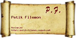 Petik Filemon névjegykártya